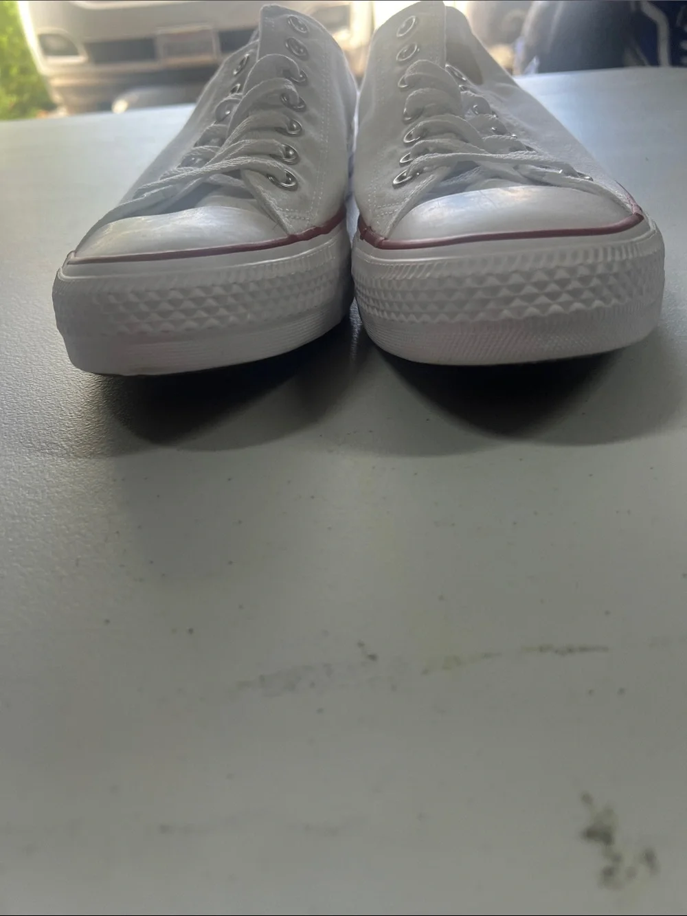 Converse Chuck Taylor All-Star White Low-Top Sneakers with Red & Navy Accents - Picture 5 of 8